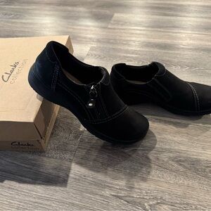 Clarks Black Slip-On Shoes